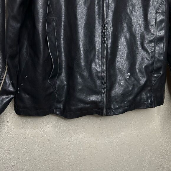 Vtg Arizona Jean Co Grunge Faux Leather  Men's Racer Motorcycle Full Zip Blue St - Picture 7 of 8